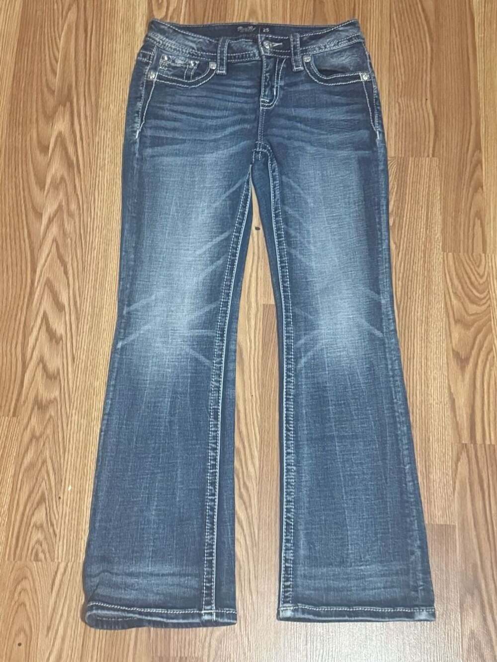 Miss Me Jeans Size 25 Blue Denim Skull Embellished Bootcut